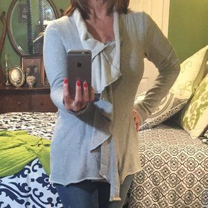 Ladies zip front top with asymmetrical cut